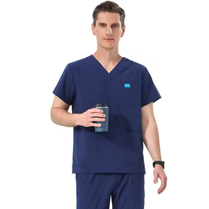 Short Sleeve <b>Scrub</b> <b>Set</b> uniform with V-Neck Elastic Cuff stretchy Fabric - Product Image 4