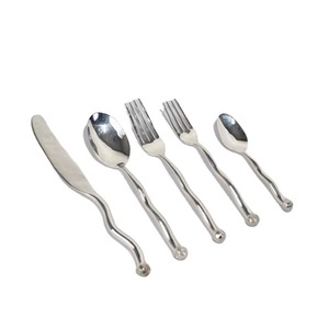 Ensemble de couverts de luxe à manche en bois Silver Head Premium Couverts Accessoire de salle à manger élégant pour les événements de mariage et un usage quotidien - Product Image 3