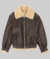 Veste en cuir marron pour homme - Style aviateur B3 Bomber RAF - Veste d'hiver écologique coupe-vent streetwear