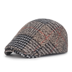 Boina personalizada-Gorra Otoño Invierno Rayas Octogonal Inglés-Gorra Hombre Grueso Cálido Hombres Boina Retro Ivy Flat-Cap Boina de lana - Product Image 4
