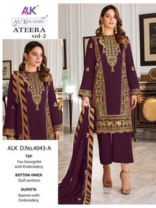 Vêtements ethniques indiens et pakistanais aux couleurs étonnantes Offre spéciale Costume Salwar en Georgette avec broderie Fournisseur de Surat - Product Image 4