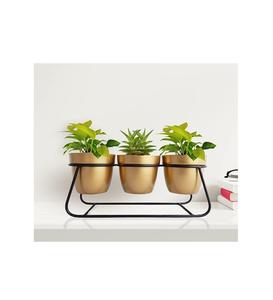 Maceta de Metal Dorada Elegante 2026 con Soporte Negro, Maceta de Estilo Moderno para Plantas de Jardín, Flores, Decoración de Balcón - Product Image 1