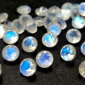 Natural <b>Rainbow</b> Moonstone Round Cut 5mm Faceted AAA Quality - <b>Top</b> Blue Flashy <b>Rainbow</b> Moonstone Loose Gemstone - Product Image 1