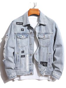 Veste en jean vintage de haute qualité pour l'hiver avec broderie, lavage à l'acide, respirante, 100% coton, style décontracté pour hommes - Product Image 2
