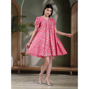 Vestido de Seda con Estampado Étnico para Mujer, Estilo Pakistaní, Lehenga Choli con Choli y Salwar, Ropa Étnica India, Color Rosa - Product Image 4