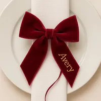 Anneau de serviette en velours personnalisé avec nœud, décoration de table personnalisée avec nœud brodé, décoration de table pour la Saint-Valentin, cadeau pour hôtesse, nœud de la Saint-Valentin