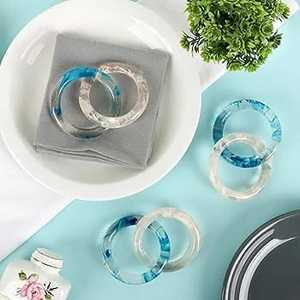 Anneaux de serviette en résine luxueux avec pierres naturelles intégrées pour les occasions de fête ambiance terreuse et caractéristique stockée - Product Image 1