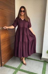 Ropa de tela de algodón natural hecha a mano para fiesta de cumpleaños en la playa Vestido largo y elegante Vestidos Trajes de verano al por mayor - Product Image 4