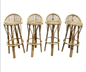 High Quality Natural Bamboo Bar Stool Commercial Outdoor Slat Bar Chair For Restaurant And Bar