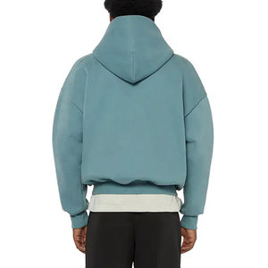 Venta al por mayor cómodo 400 GSM caída hombro Sudadera con capucha logotipo personalizado fabricante peso pesado de gran tamaño completo zip up sudaderas con capucha para los hombres - Product Image 6