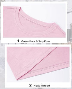 Diseño personalizado OEM 100% algodón sólido color rosa claro cuello redondo de manga corta talla grande camiseta promocional de mujer de Bangladesh - Product Image 5