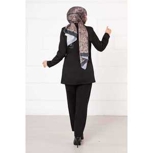 Conjunto de Traje con Chaqueta Negra con Lazos Laterales para Mujer - Product Image 4