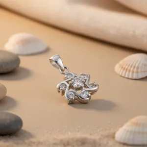 Colgante de Plata 925 con Flor y Circonita Cúbica para Regalos de Joyería para Mujer - Product Image 1