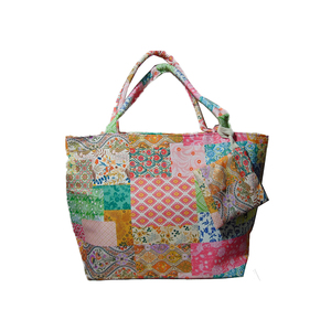 Lowellcraft, fabricante indio, ecológico, impreso Digital, tela surtida, lona, bolso de playa para mujer, cierre de cremallera, cuerda de algodón - Product Image 1