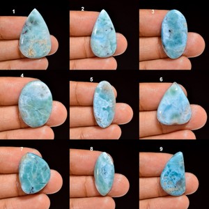 Pierre précieuse Larimar naturelle ronde lâche 4mm Cabochon pierre précieuse prix de gros pierre précieuse naturelle de qualité supérieure argent 925 bijou Larimar - Product Image 2