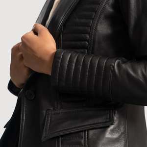 Selina <b>Women's</b> Black Leather Blazer - Product Image 6