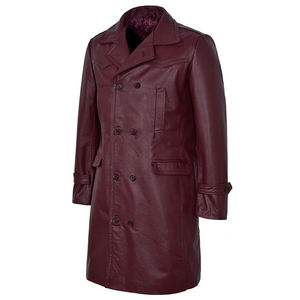 OEM Service High Quality <b>Men's</b> Leather <b>Long</b> <b>Coat</b> Heavyweight Best Selling Material Wholesale Latest Design Breathable Quick Dry - Product Image 1