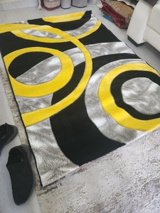 Alfombra turca moderna abstracta de Adiva, tejida en jacquard, resistente a las manchas, de pelo alto, con base de polipropileno y yute, para el hogar y hoteles. - Product Image 2