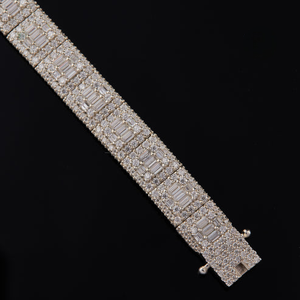 Pulsera de tenis con moissanita redonda y baguette estilo Iced Out, plata de ley 925, unisex, geométrica, para uso diario. - Product Image 3