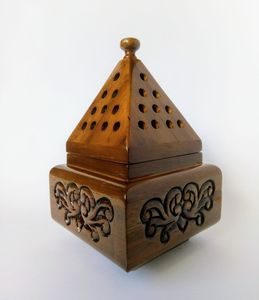 ARTISTIC CRAFTS Custom Wooden Handmade African Style Smoking Man Figure <b>Incense</b> Chamber Resin Head Face <b>Cone</b> Burner Brass Wood - Product Image 5