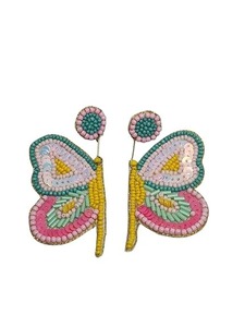 Boucles d'oreilles brodées à la main avec des perles de verre colorées, tissées, de bonne qualité pour les filles, cristal lâche, verre lampwork - Product Image 3