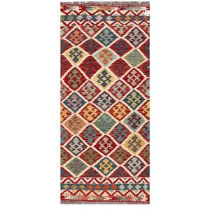 Alfombra Kilim de Maimana, Afganistán, 193 x 85 cm, Alfombras y Juegos de Alfombras - Product Image 1