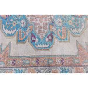 Tapis de couloir vintage 2,1 x 7,5 pieds, tapis turc orange ombré - Product Image 5