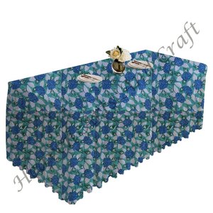 B2b Venta caliente 2025 Nuevo diseño 100% Cubiertas de mesa de algodón Estampado floral Bloque de mano Impreso Rectángulo Plisado Manteles - Product Image 2