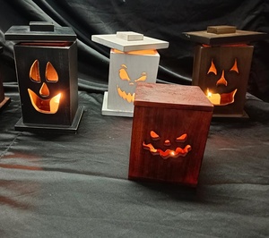 Caja de velas de lujo vintage antigua artesanía de madera tallada a mano decorativa Halloween cortada con láser única mancha oscura natural con tapa - Product Image 4