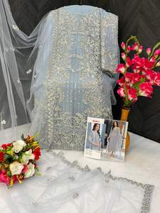 Vente en gros Salwar Kameez costume pakistanais prêt-à-porter brodé pour les femmes Eid Festival musulman robe ethnique OEM du Pakistan - Product Image 3