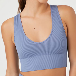 เสื้อชั้นในกีฬาสำหรับผู้หญิง OEM ระบายอากาศได้ดี ไร้ตะเข็บ มีฟองน้ำเสริม สำหรับออกกำลังกาย ฟิตเนส โยคะ ยิม รองรับระดับกลาง เหมาะสำหรับการฝึกซ้อม - Product Image 2