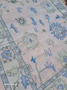 พรมผ้าฝ้ายถักด้วยมือแบบโบราณพรมปูพื้นต่ำซักได้เป็นมิตรกับสัตว์เลี้ยงสีฟ้าสำหรับห้องนั่งเล่นสวดมนต์ - Product Image 2