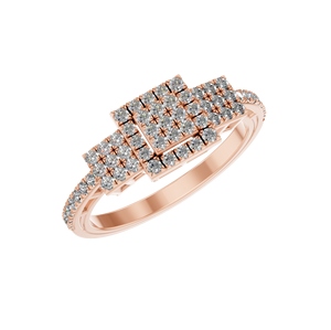 Bague en diamant cultivé en laboratoire avec grappe carrée en or massif 14K Bague de fiançailles empilée élégante pour un usage quotidien Cadeau de mariage classique - Product Image 5