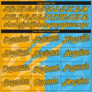 Sweat-shirt à capuche brodé au crochet pour le sport en hiver avec motif de graffiti cousu personnalisé doré bleu ciel - Product Image 3