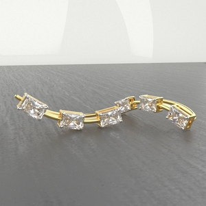 Avarta Jewellery 18k Gold Baguette <b>Cuff</b> <b>Earrings</b> - Product Image 4