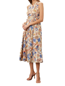 Robe florale beige décontractée pour femmes à la demande Fêtes à la plage Vacances et week-ends détendus pour un approvisionnement mondial - Product Image 2