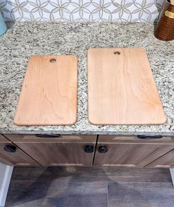 Ensemble de planches à découper en fibre de bois d'acacia naturel, planche à découper en bois de cuisine avec rainure pour le jus, poignée intérieure - Product Image 1