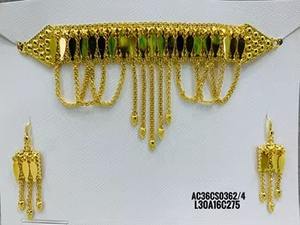 Último mejor caliente Chik conjunto con pendientes chapado en oro árabe enlace cadena joyería estilo clásico hecho de latón para las mujeres - Product Image 2