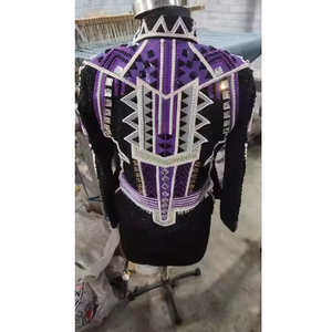 แจ็คเก็ตขี่ม้าสไตล์ตะวันตกสำหรับผู้หญิงเสื้อโค้ทสำหรับขี่ม้าดีไซน์คริสตัลเป็นประกายผ้ายืดพรีเมี่ยมสวมใส่สบายทนทาน - Product Image 5