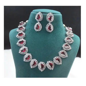 Combo de collar y pendientes de piedra AD brillante para mujer, ideal para bodas, fiestas y eventos especiales a gran valor - Product Image 1