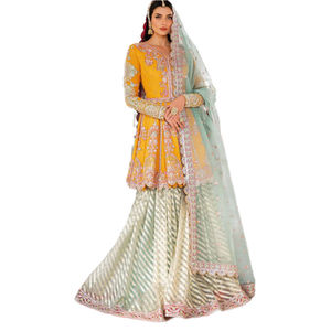 New Designer Style Heavy Embroidery Work Gharara Sharara Pakistani <b>Suits</b> <b>for</b> <b>Ladies</b> Weeding Wear With Low Price - Product Image 1