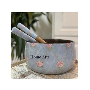 Vajilla de diseño de tendencia, cuenco para servir comida, cuenco de comida de madera impreso de la mejor calidad con tenedor y cuchara en la India - Product Image 5