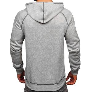 High Quality Grey <b>Mens</b> Long Sleeve Kangaroo Pockets Stitches Logo <b>Thermal</b> Sweatshirt & <b>Hoodies</b> - Product Image 2