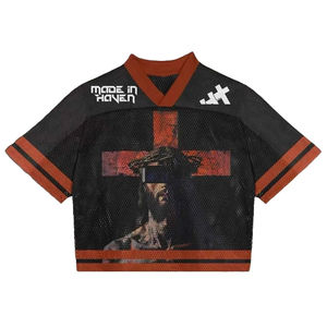 OEM Manufacture <b>mens</b> Soccer Jersey <b>Cropped</b> Mesh Boxy Football Jersey Sublimation Polyester Breathable American Football Jersey - Product Image 4