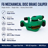 Kaliper Rem Cakram Mekanik F6 Hijau Single Piston Adjustable dengan Bantalan Dasar Tembaga untuk Sepeda MTB, E-Bike, E-Scooter, Sepeda Lipat ODM