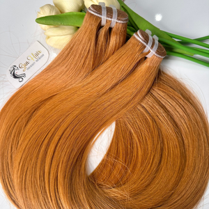 2024 meilleure vente SDD 100% réel Remy vierge Extensions humaines couleur Orange naturel trame droite matière première Super Double dessiné - Product Image 6