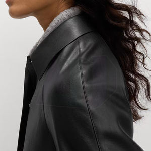 Classic Fashion Outerwear Women <b>Leather</b> <b>Coat</b> <b>Long</b> Length Durable Style Designed For Winter Wear And Everyday Comfort - Product Image 6