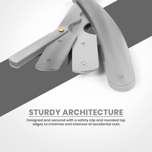 Maquinilla de afeitar de borde recto profesional para peluquero con 100 cuchillas-100 por ciento de acero inoxidable (Plata) - Product Image 4