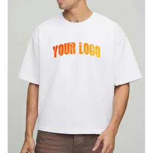 Camiseta estampada 100% algodón con logotipo personalizado para hombre, ropa de calle holgada, camisetas lisas blancas de gran tamaño Boxy de alta calidad - Product Image 1