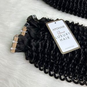 Cinta de color natural crudo de lujo en extensiones de cabello de 20 pulgadas Cinta rizada afro rizada en extensiones 100% cabello humano - Product Image 6